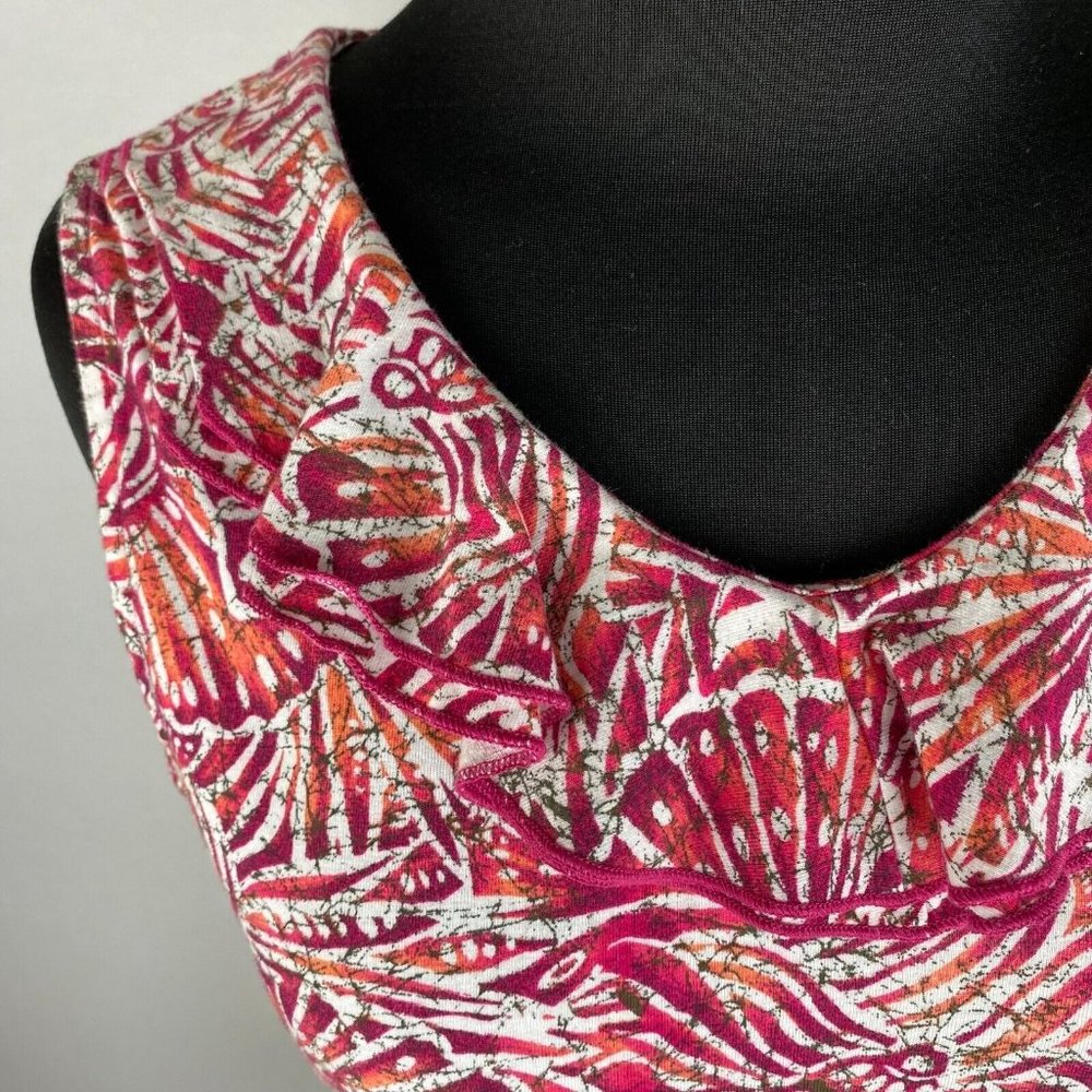 Christopher & Banks Tank Top Women's S Seashell Print Ruffle Neckline Vacation - Picture 4 of 12